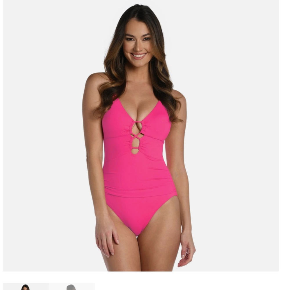 Island Goddess Underwire Lace Up One Piece - Pop Pink 6